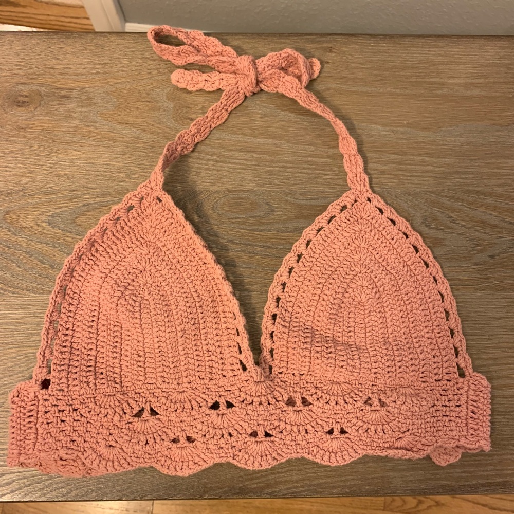 Indonesian Peach Crochet Bikini Top